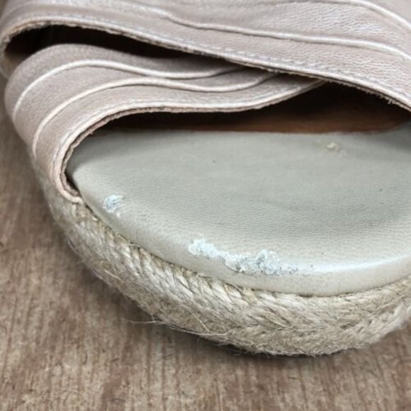Clarks Artisan Womens Sandal 9‎ Beige Leather Wedge Espadrille Strappy - Picture 3 of 10